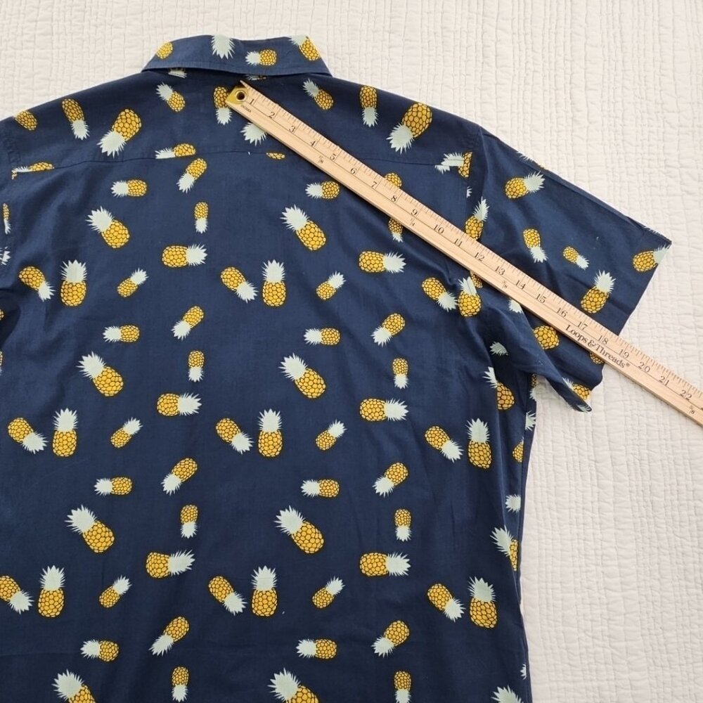 Ambsn California Men's Shirt XL Blue 100% Cotton Pineapple Print Short Sleeve‎ - Picture 15 of 16